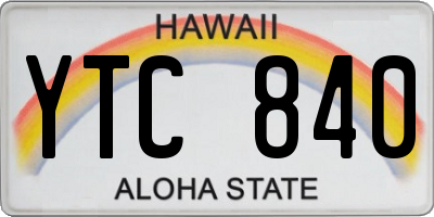 HI license plate YTC840