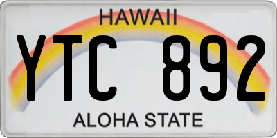 HI license plate YTC892
