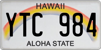 HI license plate YTC984