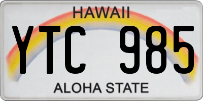 HI license plate YTC985