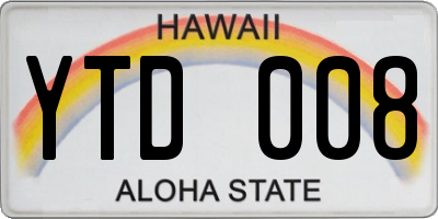 HI license plate YTD008