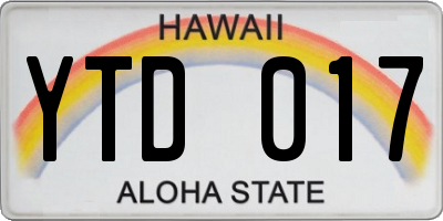 HI license plate YTD017