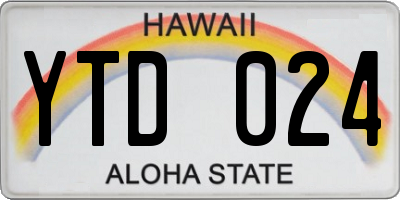 HI license plate YTD024