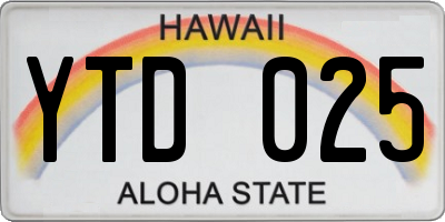 HI license plate YTD025