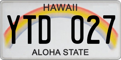 HI license plate YTD027