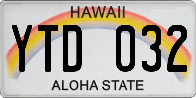 HI license plate YTD032