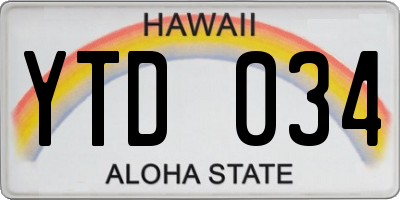 HI license plate YTD034