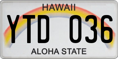 HI license plate YTD036