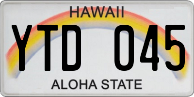 HI license plate YTD045