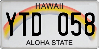 HI license plate YTD058