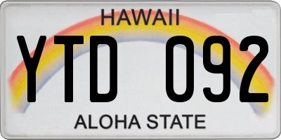 HI license plate YTD092