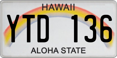 HI license plate YTD136