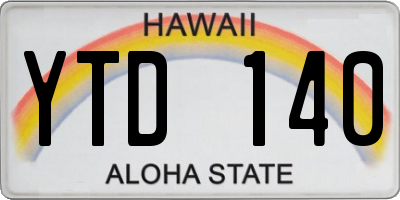 HI license plate YTD140