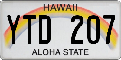 HI license plate YTD207