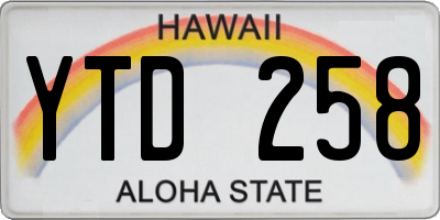 HI license plate YTD258