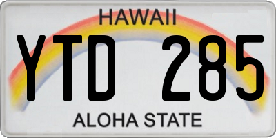 HI license plate YTD285