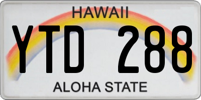 HI license plate YTD288