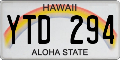 HI license plate YTD294