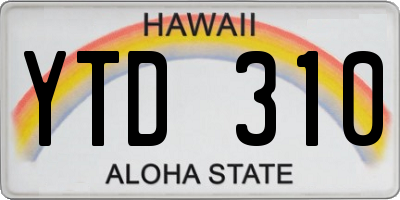 HI license plate YTD310