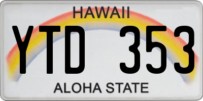 HI license plate YTD353