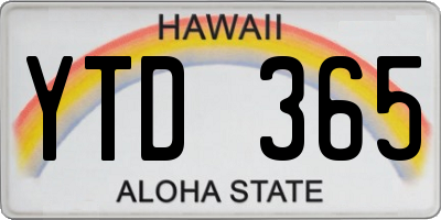 HI license plate YTD365