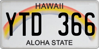 HI license plate YTD366