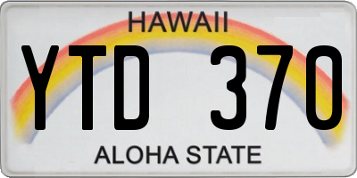 HI license plate YTD370