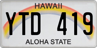 HI license plate YTD419