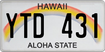 HI license plate YTD431