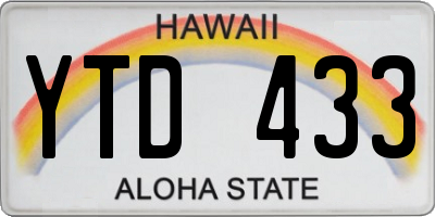 HI license plate YTD433