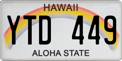 HI license plate YTD449