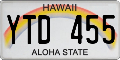 HI license plate YTD455