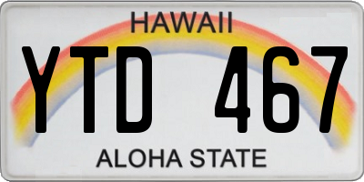 HI license plate YTD467