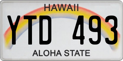 HI license plate YTD493