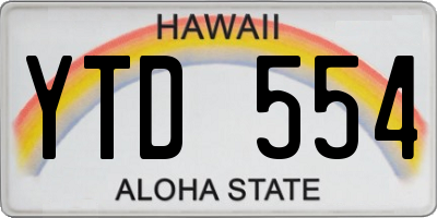 HI license plate YTD554