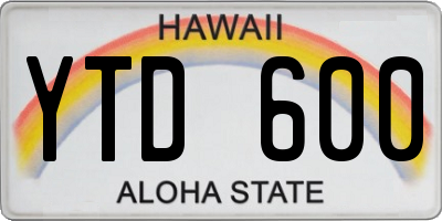 HI license plate YTD600