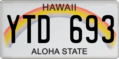 HI license plate YTD693