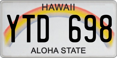 HI license plate YTD698