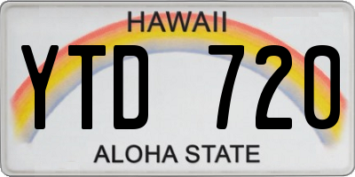 HI license plate YTD720