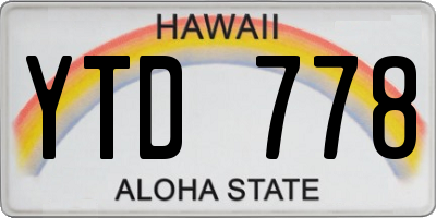 HI license plate YTD778