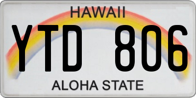 HI license plate YTD806