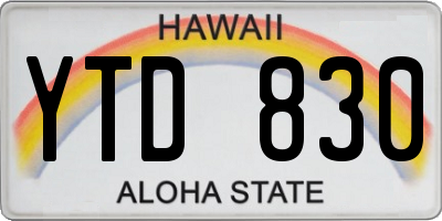 HI license plate YTD830
