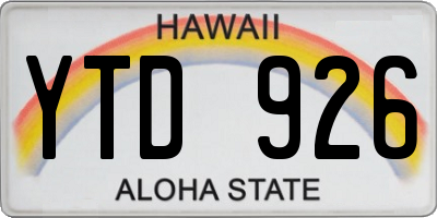 HI license plate YTD926