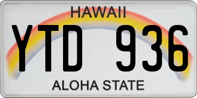 HI license plate YTD936