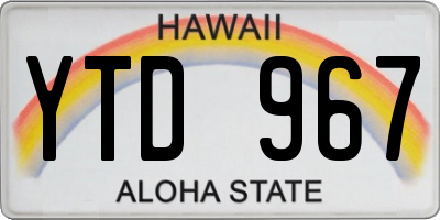 HI license plate YTD967