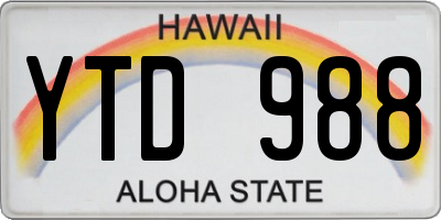 HI license plate YTD988