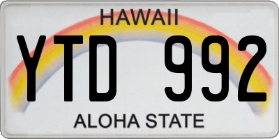 HI license plate YTD992