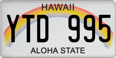 HI license plate YTD995