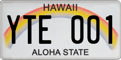 HI license plate YTE001