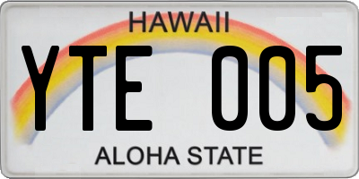 HI license plate YTE005